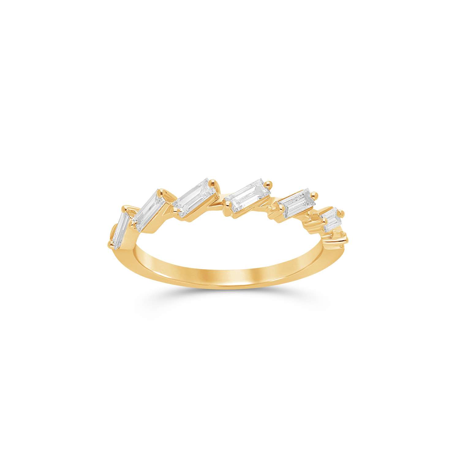 Yellow Gold Baguette Diamond Stacking Ring